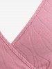 T-shirt Asymétrique Texturé Plissé Superposé de Grande Taille à Paillettes - Rose clair L | US 12