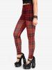 Gothic Elastic Waist Plaid Skinny Pants -  