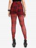 Gothic Elastic Waist Plaid Skinny Pants -  