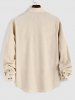 Men's Plain Color Front Pocket Design Button Down Long Sleeves Corduroy Shirt -  