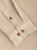 Men's Plain Color Front Pocket Design Button Down Long Sleeves Corduroy Shirt -  