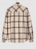 Men's Casual Plaid Flap Pockets Wool Blend Long Sleeve Cargo Shacket -  