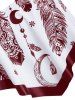 Maillot de Bain Tankini à Imprimé Plume Superposé à Volants - Rouge Vineux L