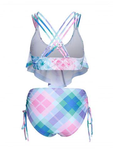 Bohemian Print Criss-cross Cinched Tankini Set