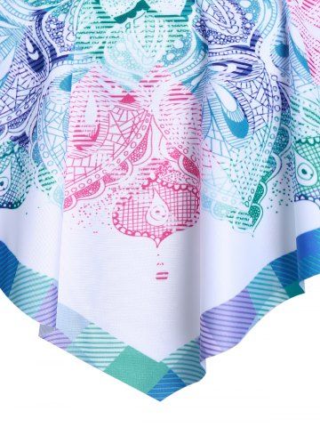 Bohemian Print Criss-cross Cinched Tankini Set