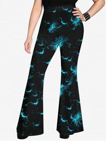 Gothic Glitter Bat Print Halloween Flare Pants
