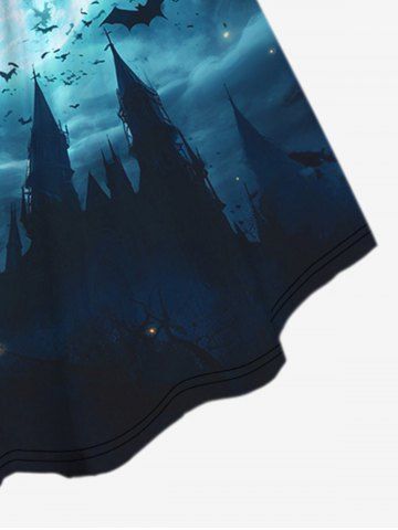 Gothic Halloween Bat Moon Castle Galaxy Print Cinched Tank Top