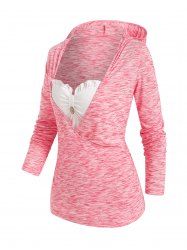 Hooded Space Dye Print Faux Twinset Surplice T-shirt -  