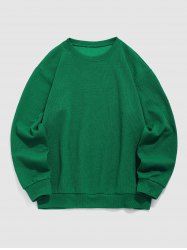 Men's Daily Casual Solid Color Jacquard Design Crew Neck Pullover Sweatshirt -  