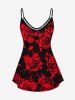 Rose Printed Cami Top (Adjustable Shoulder Strap) and Flare Pants Plus Size 70s 80s Outfit -  