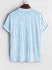 Wave Jacquard Textured Fluffy Letter Applique Short Sleeves T Shirt -  