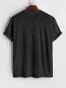 Wave Jacquard Textured Fluffy Letter Applique Short Sleeves T Shirt -  