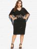 Robe capelette semi-transparente à broderie florale grande taille - Noir M | US 10