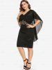 Robe capelette semi-transparente à broderie florale grande taille - Noir M | US 10