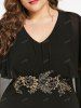 Robe capelette semi-transparente à broderie florale grande taille - Noir M | US 10
