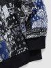 Men's Ethnic Style Paisley Printed Jacquard Contrast Ribbed Edge Crew Neck Long Sleeve Sweatshirt -  