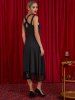 Cut Out Keyhole Sheer Floral Lace Panel Midi Party Dress -  