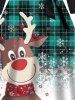 Christmas Snowflake Plaid Elk Print Crisscross Bowknot Belted A Line Dress -  
