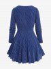 Plus Size Heart Ring Cinched Cami Top and Glitter Striped Tied Ruffles T-shirt - Bleu profond 3X | US 22-24