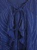 Plus Size Heart Ring Cinched Cami Top and Glitter Striped Tied Ruffles T-shirt - Bleu profond 3X | US 22-24