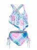 Bohemian Print Criss-cross Cinched Tankini Set -  