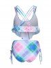 Bohemian Print Criss-cross Cinched Tankini Set -  