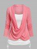 Crossover Cinched Heathered Faux Twinset T-shirt -  