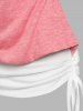 Crossover Cinched Heathered Faux Twinset T-shirt -  
