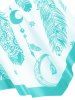 Maillot de Bain Tankini à Imprimé Plume Superposé à Volants - Turquoise Moyenne  2XL