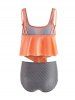 Striped Overlay Padded Tankini Set -  