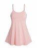 Plus Size Plain Color Cami Top And Lace Scalloped Short Sleeve T Shirt Set -  