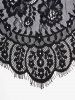 Plus Size Plain Color Cami Top And Lace Scalloped Short Sleeve T Shirt Set -  