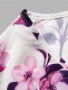 Plus Size Flower Print Short Sleeve Faux Twinset Blouse -  