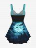 Gothic Halloween Bat Moon Castle Galaxy Print Cinched Tank Top -  