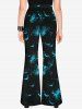 Gothic Glitter Bat Print Halloween Flare Pants -  