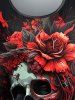 Halloween Plus Size Skull Flower Print Short Sleeves T-shirt -  