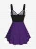 Plus Size Ruched Cinched Two Tone Tank Top -  