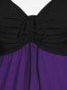 Plus Size Ruched Cinched Two Tone Tank Top -  