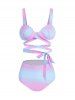 Pastel Color Shell Underwire Bandage Bikini Swimsuit -  