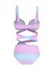 Pastel Color Shell Underwire Bandage Bikini Swimsuit -  