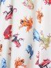 Colorful Frogs Print Lace Up A Line Mini Dress -  