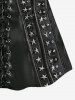 Plus Size 3D Pentagram Grommet Lace Up Print Cami Top(Adjustable Shoulder Strap) -  