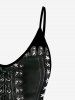 Plus Size 3D Pentagram Grommet Lace Up Print Cami Top(Adjustable Shoulder Strap) -  