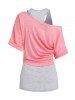 Skew Collar T-shirt and Racerback Tank Top Set -  