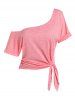 Skew Collar T-shirt and Racerback Tank Top Set -  