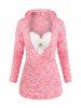 Hooded Space Dye Print Faux Twinset Surplice T-shirt -  