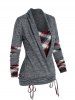Plaid Print Cinched Heathered Faux Twinset T-shirt -  