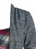 Plaid Print Cinched Heathered Faux Twinset T-shirt -  