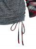 Plaid Print Cinched Heathered Faux Twinset T-shirt -  