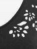 Robe Lumineuses Superposée Fleurie de Grande Taille avec Manches Découpées - Noir 2XL